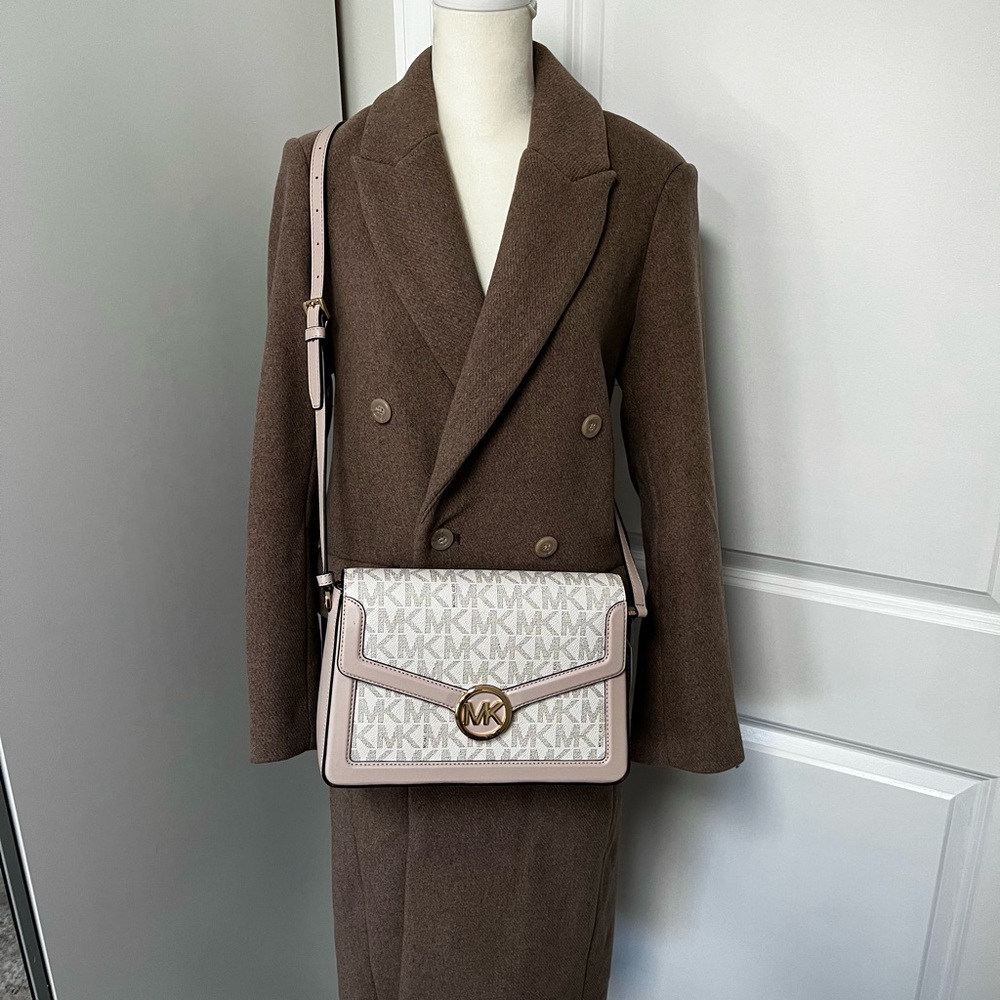 *NWT❗️Michael Kors Vanilla MK Powder Blush Pink Logo Top Handle Satchel